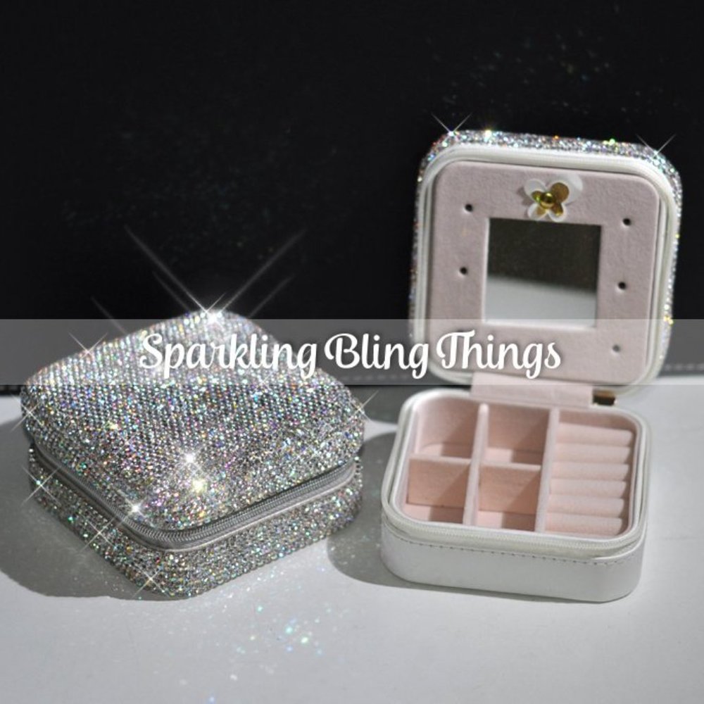 NEW Jewelry Box Sparkling Bling Swarovski Crystal Rhinestones: Silver AB or Pink - Picture 8 of 12